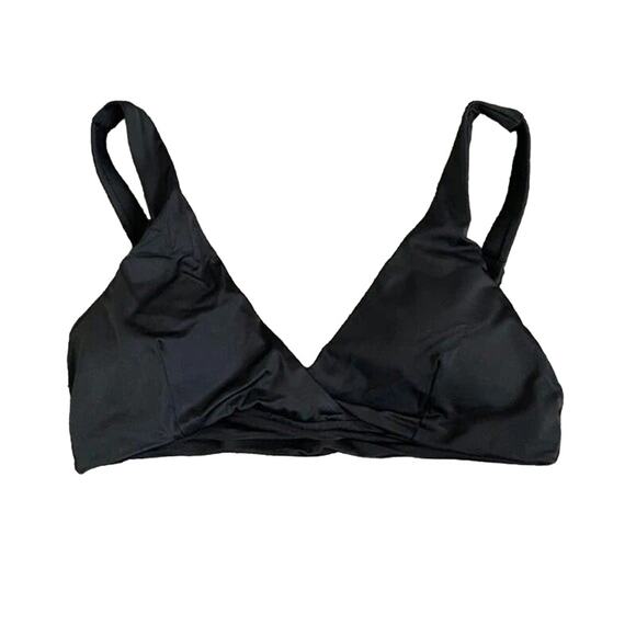 NWT Andie The Belmar Top Twisted V Neck Plunge Bikini Swim Removable Cup S Black - Picture 1 of 15